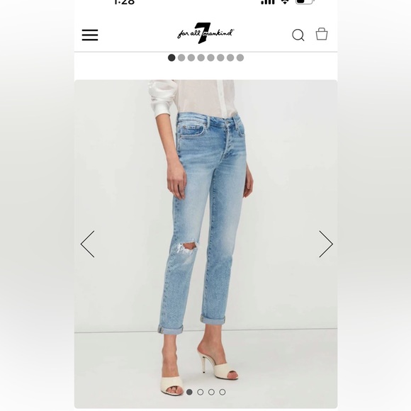 NWT. 7 FOR ALL MANKIND Luxe Vintage Josefina Feminine Boyfriend Distressed Jeans - Picture 2 of 12